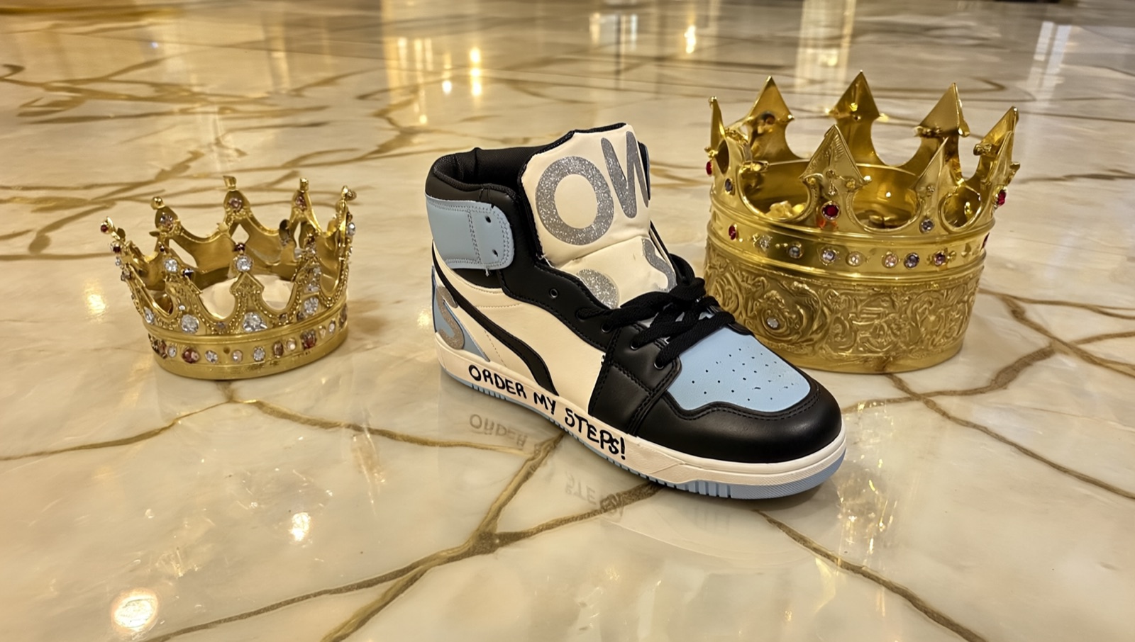 Ruth and Boaz high-top between two crowns